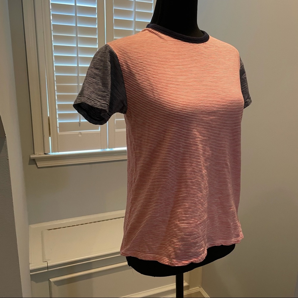 J Crew Red, White Blue Short Sleeve Stripped T Shirt